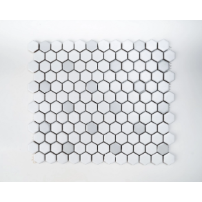 1X1 WHITE & GREY HEXAGON MATTE PORCELAIN MOSAIC - porcelain tile